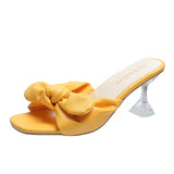 Purpdrank - Fashion Bow Sandals Summer Woman Elegant Slide Shoes for Women Footwear Chinelos Clear Heels Female Slipper Red