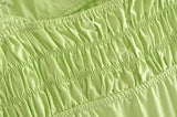 Purpdrank - Eleatic Smocking Green Cotton V Neck Summer Women's Dress Sleevless Long Green Maxi Casual Strapy Dress Solid Female
