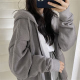 Purpdrank - Hip Hop Zip Up Hoodie Vintage Star Patch Cotton Loose Sweatshirt Jacket Harajuku Gothic Long Sleeve Women Sweatshirt Y2k Clothes