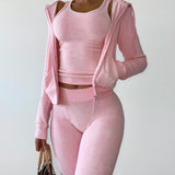 Purpdrank - Cropped Jacket Tracksuit Two Piece Set Elegant 2 Pieces Sets Women Luxury Outfit Sweatsuit Velour Zip Up Hoodie Jackets