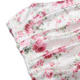 Purpdrank - Floral Printing Satin Dress Sexy Bodycon Night Birthday Party Dresses Strapless Ruched Mini Holiday Women Dress 2023 Summer