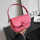 Purpdrank - Solid Pu Leather Shoulder Bag Chain Strap Casual Crossbody Bags For Women Fashion Design Handbag Top Handle Bags