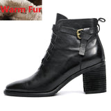 Purpdrank - Thick High Heels Side Zip  Buckle Ankle Boots
