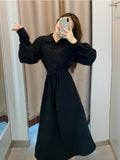 Purpdrank - Polo Black Shirt Dress Women Vintage Casual Long Sleeve Party Dresses Elegant Kpop Fashion Harajuku Robe Female