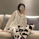 Purpdrank - Plaid Christmas Pajamas Women Korean Sleepwear Autumn Pijamas Cute Clothes Pyjamas 2 Piece Pants Sets Loungewear Pj Suit