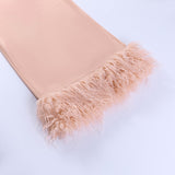 Purpdrank - Strapless Feather Evening Dresses Long Luxury Sweetheart Neckline Bodycon Midi Dress Elegant Formal Party Dresses White