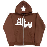 Purpdrank - Letter Print Zip Hoodie Men and Women Retro Y2k Street Hip Hop Casual Simple Hoodie Long Sleeve Oversized Top streetwear