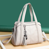 Purpdrank - New Women Leather Luxury Handbags Designer Big Capacity Tote Bag Vintage female Hand Crossbody Bags Top-Handle Shoulder Bag