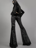 Purpdrank - Mall Goth High Waist Flared Pants Aesthetic Sexy Lace Patchwork Trousers Women Vintage Elegant Velvet Christmas Pants