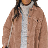 Purpdrank - Fashion Corduroy Jacket Women&#39;s Shirt Spring and Autumn New Korean Simple Single Breasted Long Sleeve Lapel Solid High Quality