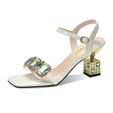 Purpdrank - Newest Crystal Chain Women Sandals Summer Party Wedding Sexy Fashion Peep Toe Crystal Strage Heels Shoes Ladies Banquet Pumps