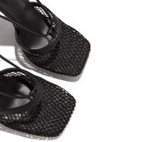 Purpdrank - Fishnet Squared Toe Lace Up Heels