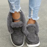 Purpdrank - Black Casual Patchwork Solid Color Round Keep Warm Comfortable Flats Shoes