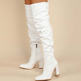 Purpdrank - White Casual Patchwork Solid Color Pointed Out Door Shoes (Heel Height 3.94in)