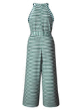 Purpdrank - Striped Waist Belted Wide Leg Jumpsuit