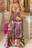 Purpdrank - Colour Casual Daily Simplicity Mixed Printing Printing Contrast Straight Jumpsuits
