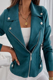 Purpdrank - Khaki Casual Street Solid Zipper Turndown Collar Outerwear