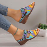 Purpdrank - Women's Sandals Wedge Sandals Plus Size Outdoor Slippers Outdoor Daily Summer Cut Out Flower Wedge Heel Open Toe Vintage Casual Patent Leather Color Block Black Purple Orange