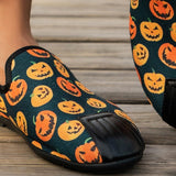 Purpdrank - Halloween Cream White Casual Patchwork Printing Round Comfortable Flats Shoes