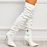 Purpdrank - White Casual Daily Party Patchwork Solid Color Pointed Shoes