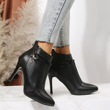 Purpdrank - Pure Black Casual Patchwork Solid Color Pointed Out Door Shoes (Heel Height 3.74in)