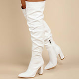 Purpdrank - White Casual Patchwork Solid Color Pointed Out Door Shoes (Heel Height 3.94in)