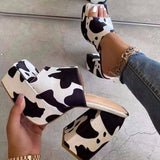 Purpdrank - Black Casual Patchwork Square Wedges Shoes