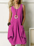 Purpdrank - Women's Sundress Knee Length Dress Sleeveless Summer Hot Casual Black Purple Yellow Orange Brown Gray Light Blue