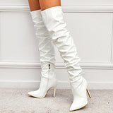 Purpdrank - White Casual Daily Party Patchwork Solid Color Pointed Shoes