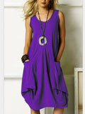 Purpdrank - Women's Sundress Knee Length Dress Sleeveless Summer Hot Casual Black Purple Yellow Orange Brown Gray Light Blue