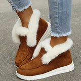 Purpdrank - Black Casual Patchwork Solid Color Round Keep Warm Comfortable Flats Shoes