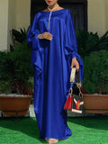 Purpdrank - large size solid color one word collar long sleeves womens dress