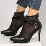 Purpdrank - Pure Black Casual Patchwork Solid Color Pointed Out Door Shoes (Heel Height 3.74in)