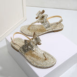 Purpdrank - Gold Fashion Casual Simplicity Patchwork With Bow Round Out Door Shoes