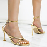 Purpdrank - Gold Casual Patchwork Chains Contrast Square Out Door Shoes (Heel Height 2.76in)