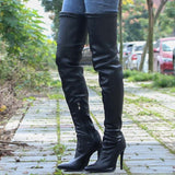 Purpdrank - Black Fashion Solid Color Pointed Stiletto High Boots