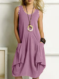 Purpdrank - Women's Sundress Knee Length Dress Sleeveless Summer Hot Casual Black Purple Yellow Orange Brown Gray Light Blue