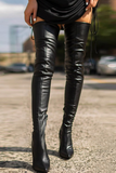 Purpdrank - Black Street Patchwork Zipper Closed Leather Shoes