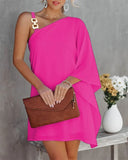 Purpdrank - Bat Sleeve Off Shoulder Metal Suspender Dress For Women