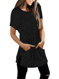 Purpdrank - Women's T-Shirt Dress Tee Dress Short Mini Dress Black Blushing Pink Wine Khaki Gray Short Sleeve Solid Color Spring Summer Round Neck Casual