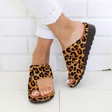 Purpdrank - Women's Sandals Flat Sandals Orthopedic Sandals Bunion Sandals Outdoor Slippers Outdoor Daily Beach Summer Flat Heel Open Toe Casual Minimalism PU Leather Faux Leather Loafer Solid Color Leopard