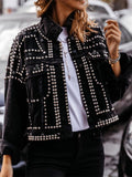 Purpdrank - White Casual Solid Hot Drill Turndown Collar Long Sleeve Loose Denim Jacket