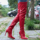 Purpdrank - Black Fashion Solid Color Pointed Stiletto High Boots
