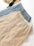 Purpdrank - Solid Color Irregular Tiered Gauze Skirt