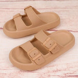 Purpdrank - Khaki Daily Living Patchwork Solid Color Round Comfortable Shoes