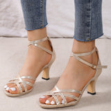 Purpdrank - Gold Casual Patchwork Solid Color Pointed Out Door Shoes (Heel Height 2.16in)