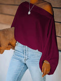 Purpdrank - Simple Loose 3 Colors Solid Color Puff Sleeves T-Shirt