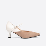 Purpdrank - Women Point Toe Two Tone Heeled Mary Janes