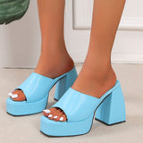 Purpdrank - Blue Casual Patchwork Solid Color Fish Mouth Out Door Wedges Shoes (Heel Height 4.33in)