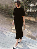 Purpdrank - Original Solid Color Irregularity Pleats Midi Dress